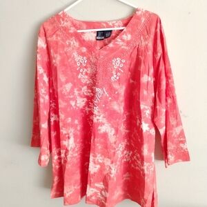 DCC Women's Orange Tie-Dye Tunic with Sparkle Accents